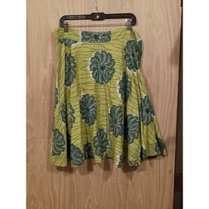 Odille Anthropologie Green Bird Skirt  Floral Design  Women's Size 8.